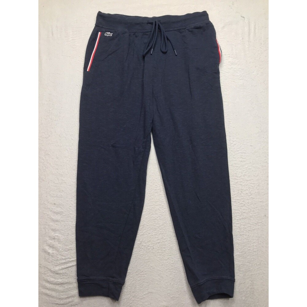 LACOSTE Sleepwear Jogger Men XL (32x24) Navy Sweatpant Drawstring Lounge